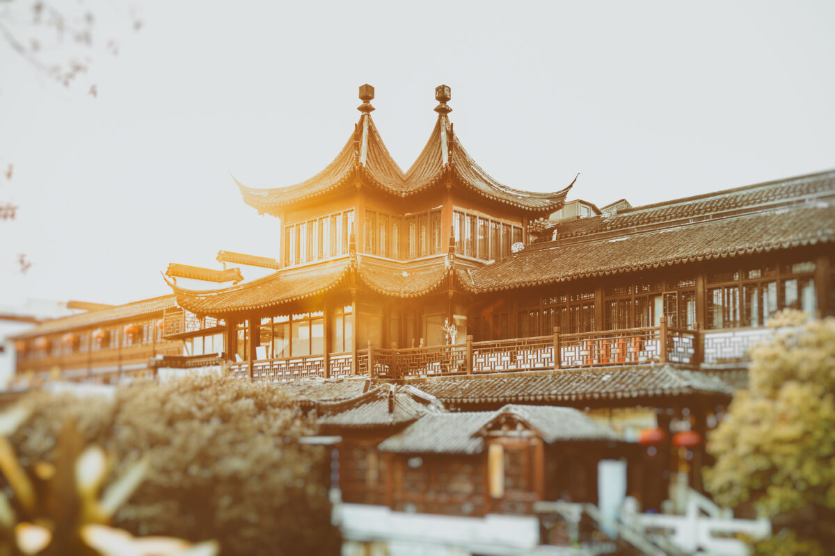Nanjing Fuzimiao or Fuzimiao is located in southern Nanjing City on banks of the Qinhuai River in China. Turquoise artifacts have been found within the temple decorations.